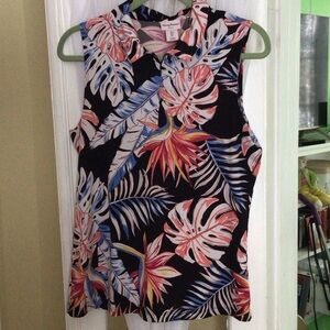 Tommy Bahama Golf Floral Sleeveless Quarter Zip Sz.L